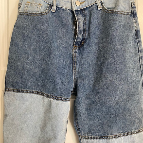 SHEIN Blue Patchwork Barrel Boyfriend Jeans - Picture 4 of 9